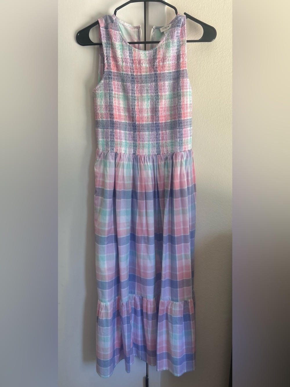 J. Crew Pastel Plaid Midi Dress - Sleeveless